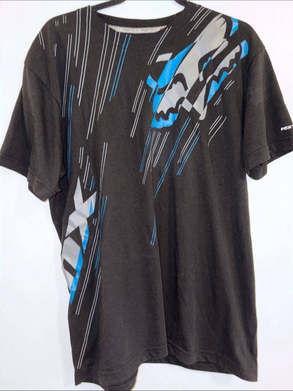 Fox Black Short Sleeve Tee with Blue & Gray Graphic